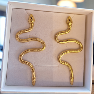 SMI slange øredobber med gult gull